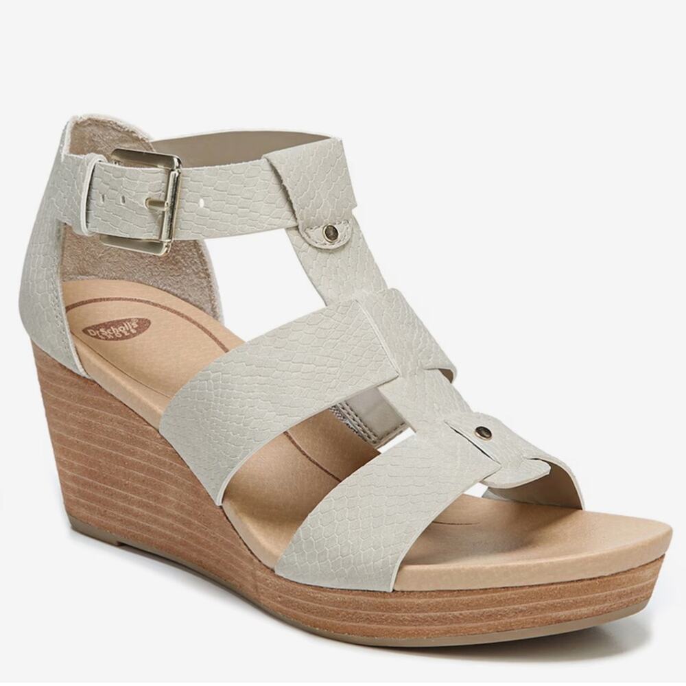 Dr. Scholl's Barton Wedge Sandal 7M Beige Neutral Casual Comfort Support Career‎